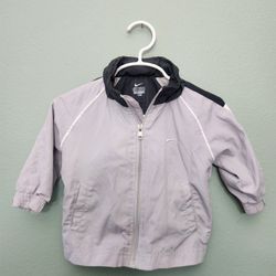 Unisex Nike Toddler Windbreaker Jacket Zip Up Hoodie Silver/Black 12M