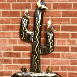 Outdoor Patio Decor Metal Cactus Sun