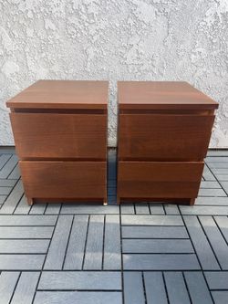 Set of Two (2) IKEA MALM 2-drawer nightstands