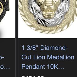 Gold Lion Pendant 10k 2tone Real Gold