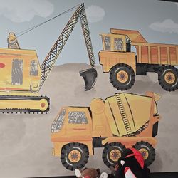 Used-excellent condition kids construction wall decor