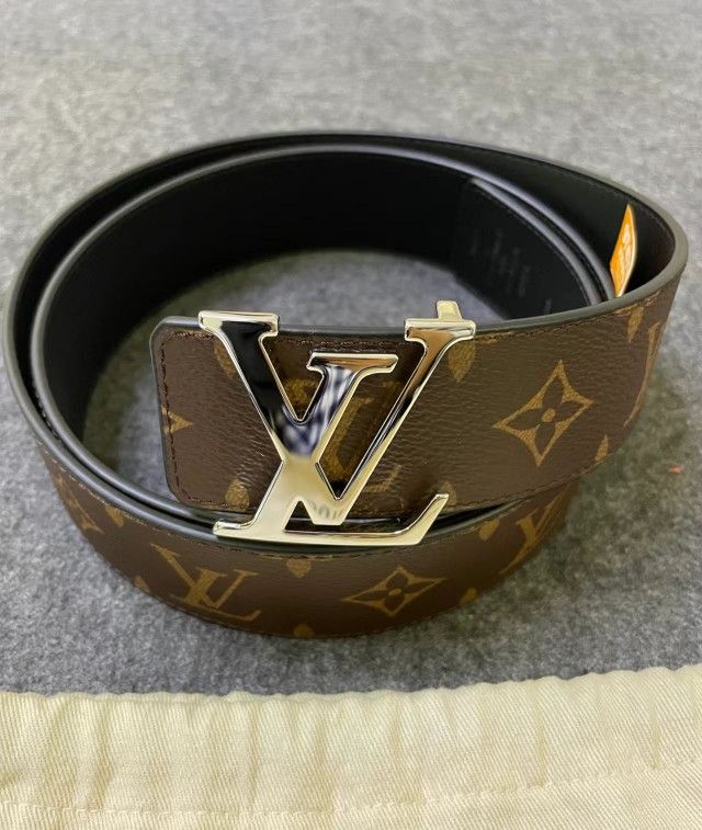 LV Men's Vintage Silver Buckle Belt Width 4cm