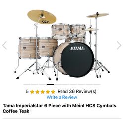 Drums Tama Imperialstar 6 Piece with Meinl HCS Cymbals Coffee Teak