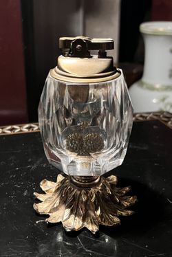 Vintage Hollywood Regency Brass & Glass Table Lighter