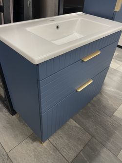 Modern Free Standing Bathroom Vanity with White Washbasin 