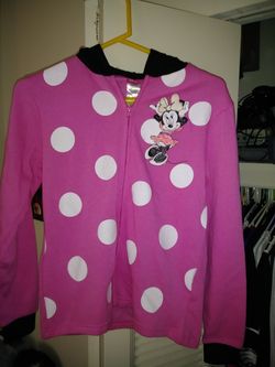 Disney Minnie Mouse kids zip-up hoodie PINK BLACK AND WHITE with ears XL $20