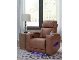 Point Clear Caramel Dual Power Recliner