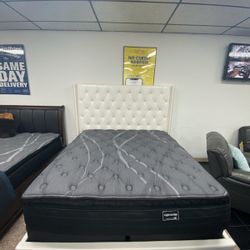 MODERN NEW WHITE NEW QUEEN BED ON SALE ONLY $399. KING BED $499. IN STOCK SAME DAY DELIVERY 🚚 ORDER NOW