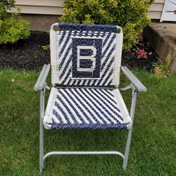 Pretty Vintage Hand Woven Macrame Folding Chair 