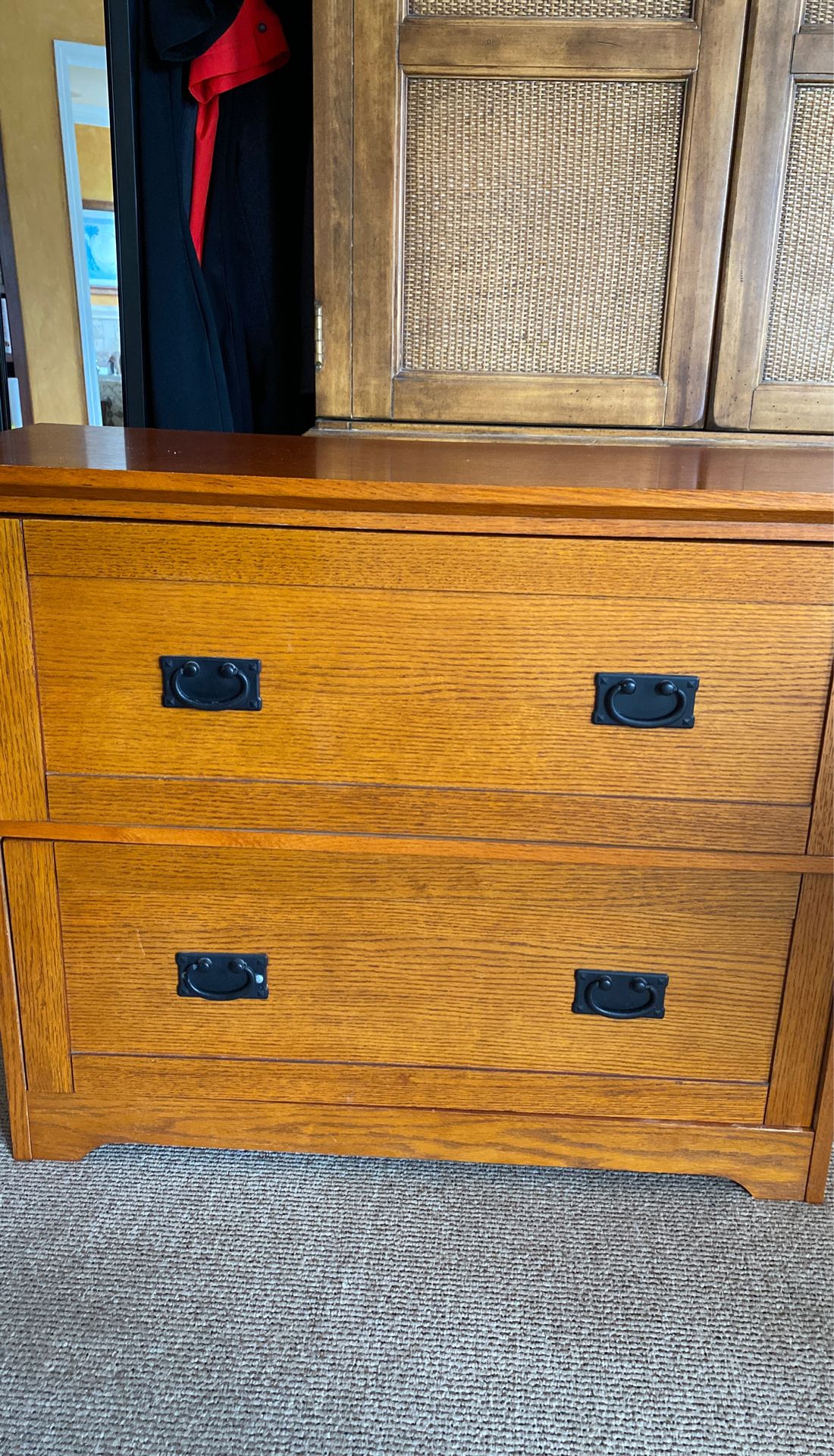 Two drawer lateral filing cabinet.
