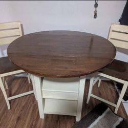Table Two chairs And Microwave Hutch
