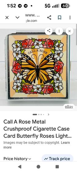 Call A Rose Metal Butterfly Rose Cigarette Case Holder with Refillable Lighter