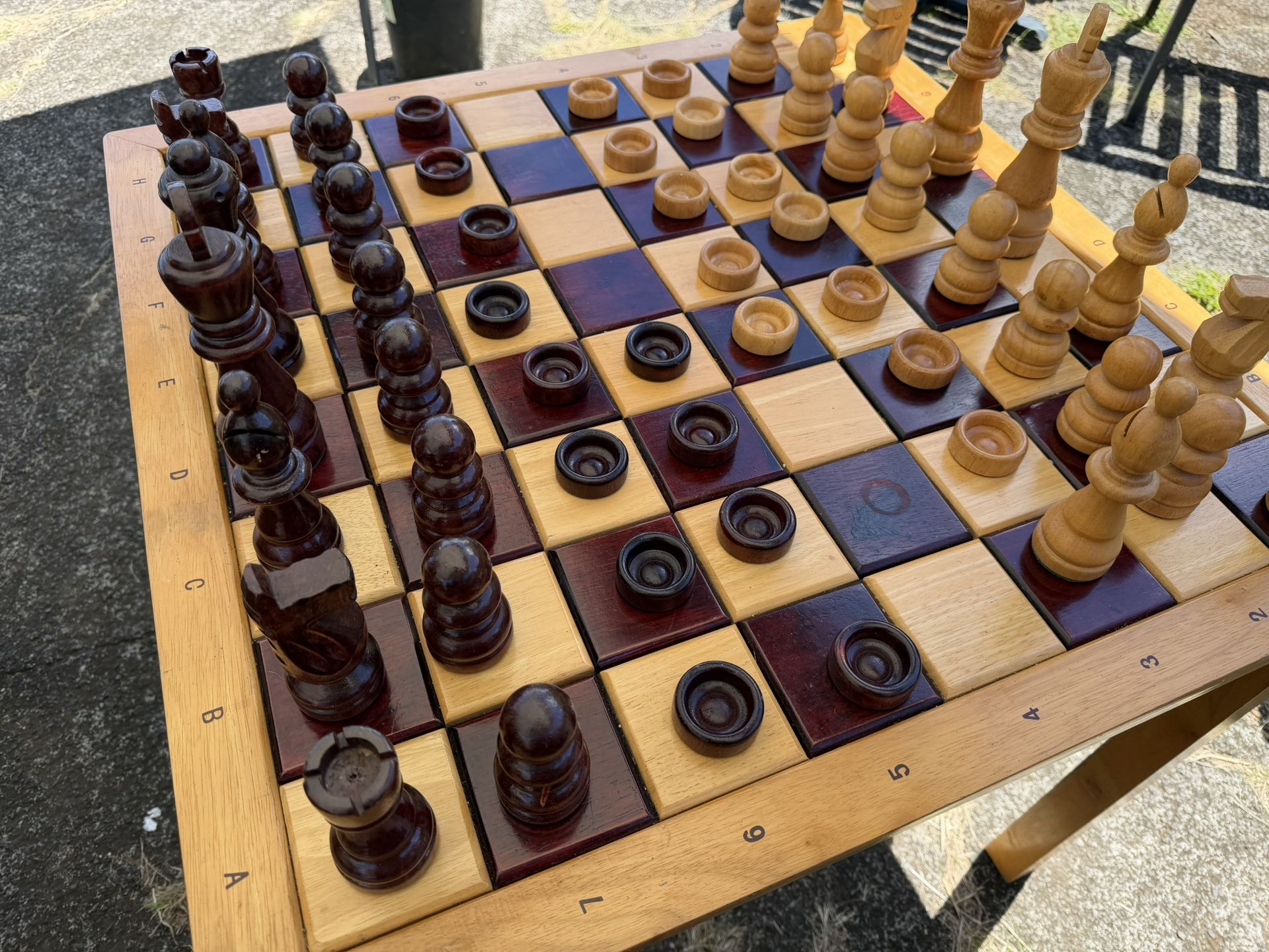 Chess/checkers Table Wooden Chess And Checkers Table for Sale in Kapaau, HI - OfferUp