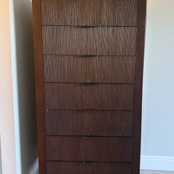 Brown Wood Tall  Chest/ Dresser