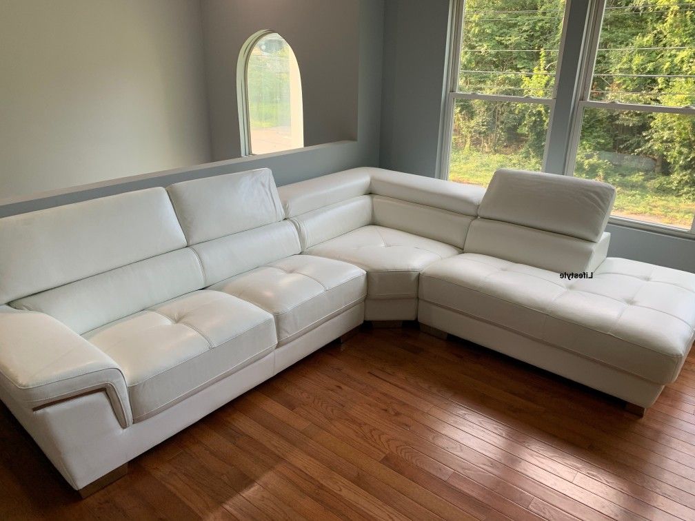 White Leather Sectional 📌 Next Day Delivery,  Finance Available,  Full Leather 