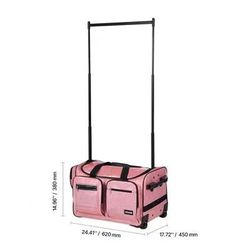 992# Dance Bag with Garment Rack, 23 Inch Rolling Dance Duffel, with Wheels, USB Port, Height Adjustable Clothes Rack - Pink