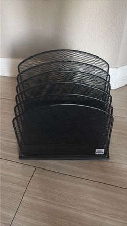 Black Metal Mesh Desktop File Organizer