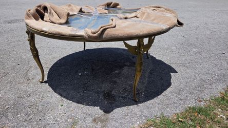 Vintage brass swan coffee table