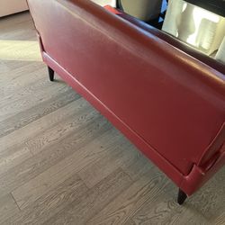 Settee-  Red  Faux Leather Perfect For Christmas Gathering