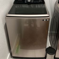 Samsung Champagne Top Load Washer and 7.4 cu ft steam electric dryer 