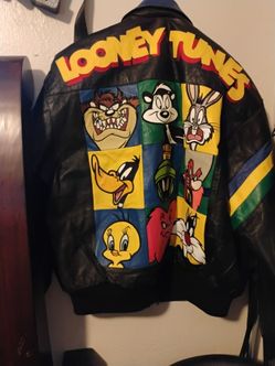 Black leather Looney tune collectors jacket