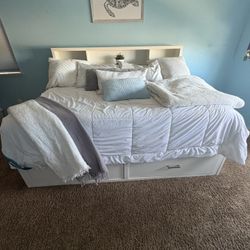 White Full Bed With Storage (2 Available)