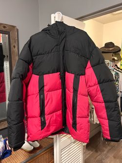 Reebok Puffer Jacket Black and Pink