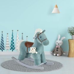  blue plush rocking horse 