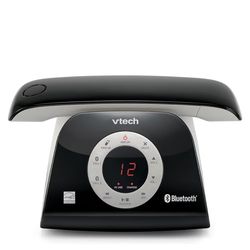 VTech VS122 DECT 6.0 Retro Design Cordless Phone with Answering System, Smart Call Blocker and Bluetooth Connect to Cell Full-Duplex Speakerphone Land