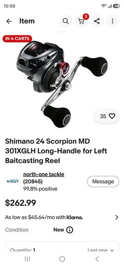 Shimano 24 Scorpion MD 301XGLH Long-Handle for Left Baitcasting Reel