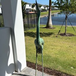 Two Large Metal Fountain Birds