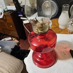 Vintage Ruby Red Kerosene Lamp 