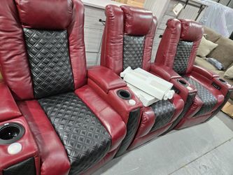 Top Grain Leather Diamond Stitched Theater Seating