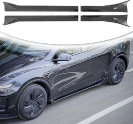 Side Skirts Extension Compatible with 2025-2026 Tesla Model Y Juniper,Plastic Glossy Black Rocker Panel Splitter Side Underbody Spoiler