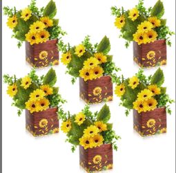 Giegxin 6 Sets Artificial Sunflowers Decorations Sunflower Table Centerpieces Artificial Flower Arrangement Farmhouse Rustic Greenery Decor For Tables
