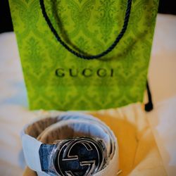 Gucci Mens Belt Black with Black GG buckle