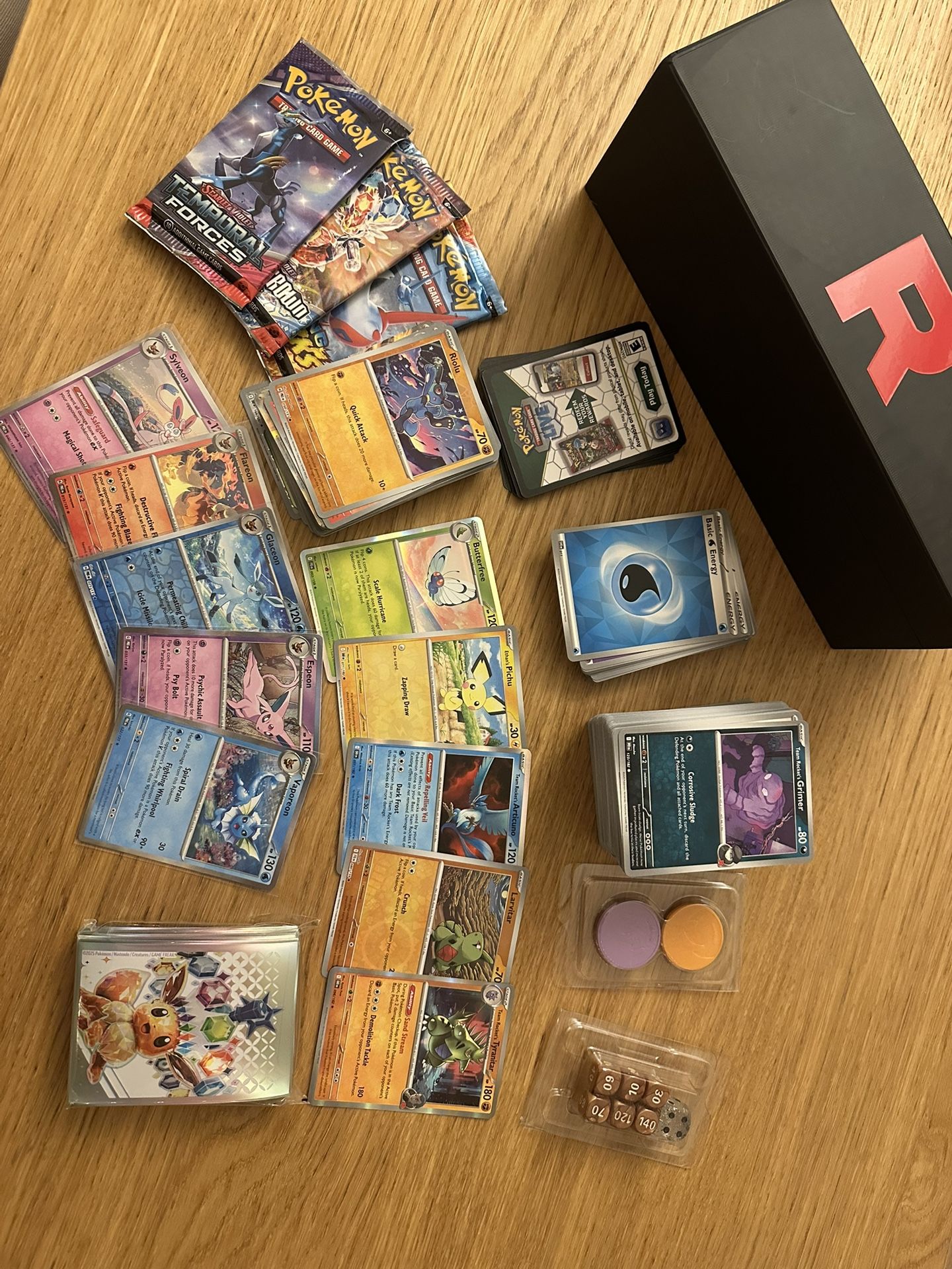Pokemon Cards w/ Custom Team Rocket Card Case