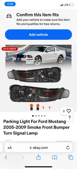 Ford Mustang 2005-2009 Smoke Front Bumper Turn Signal Lamp