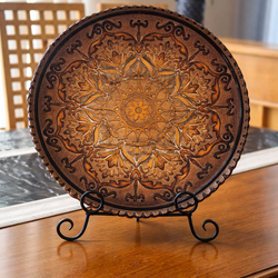 Antique Egyptian Decorative Tray – Hand-Carved – Display Only