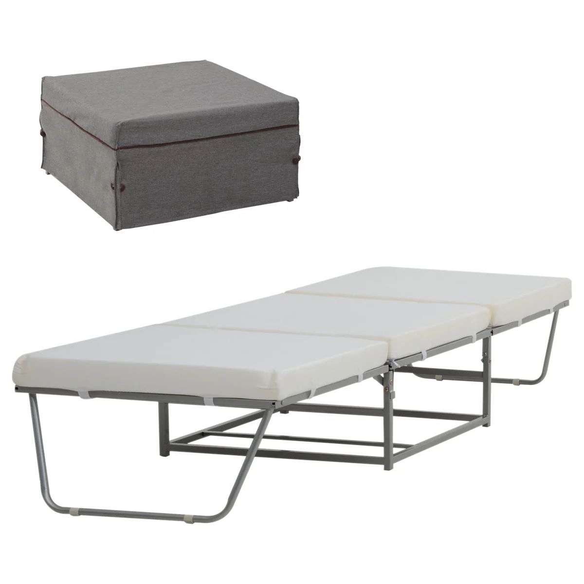 Convertible Ottoman Guest Sleeper Bed - Gray