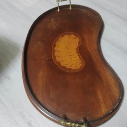 Circa 1890 Edwardian Mahogany Kidney Shaped Tray