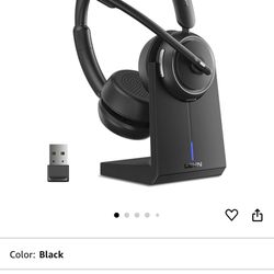 LEVN Wireless Headset with Mic for Work, Bluetooth Headset with Microphone (Noise Cancelling), 65 Hrs Working Time 2.4G Wireless Headphones with Mic f
