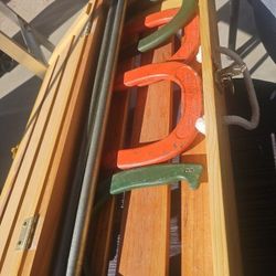 Horseshoe Duluth Double RinUSA SHOES, 2 nice Posts. .ade InUSA EDDIE BAUER carry Box, E MESA 