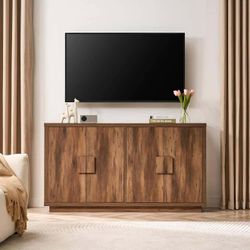 Buffet Cabinet with Storage, 63" Sideboard Cabinet with 4 Doors & Shelves,  Coffee bar V-5