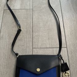 Michael Kors Greenwich Black/Electric Blue Small Flap Crossbody Bag