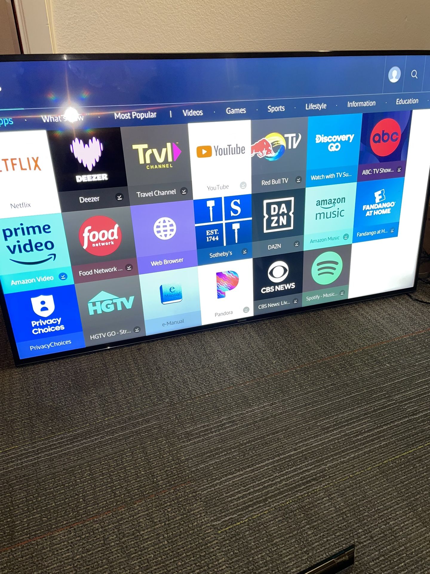65”Samsung 4K 2160p UHD Smart Tv Wifi Model UN65JU6500