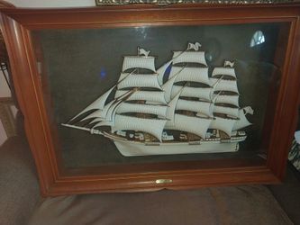 Framed 3D Tall Ship Shadow Box Wall Art / Flying Cloud