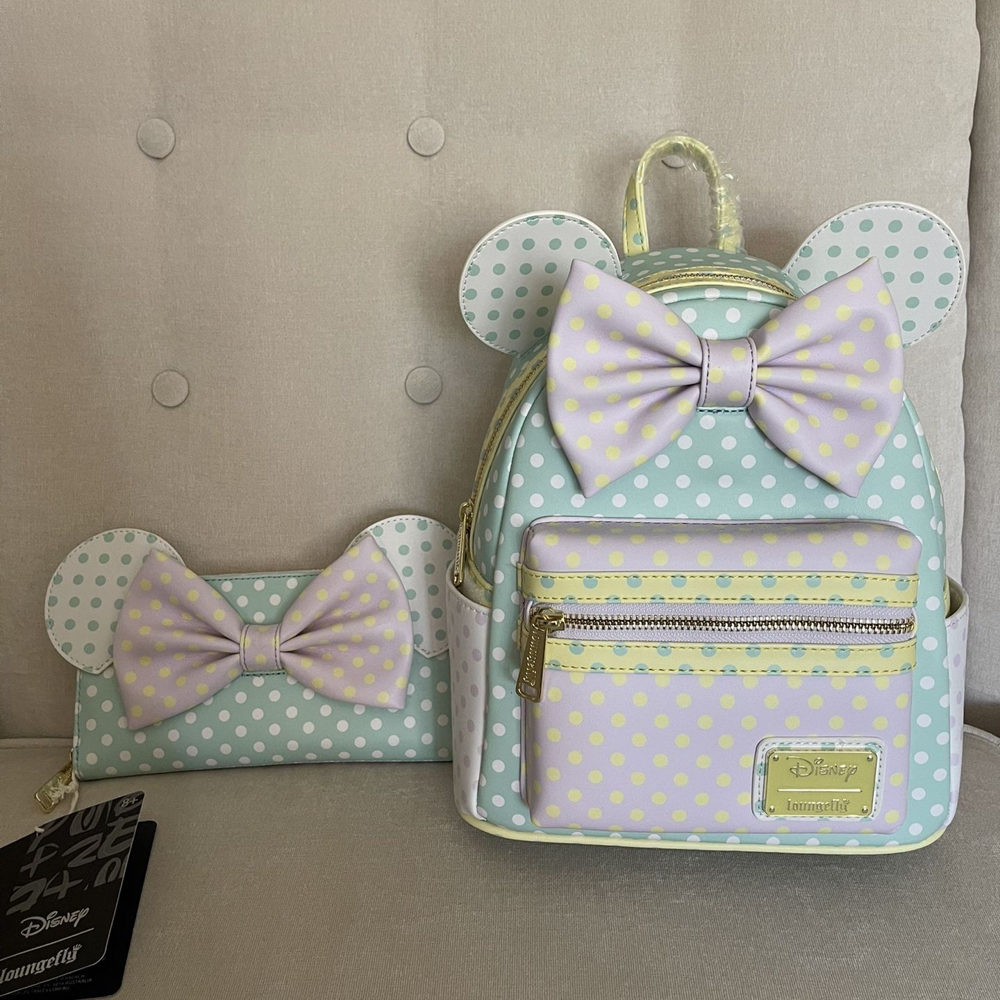 NWT Loungefly Disney Minnie Mouse Pastel Polka Dot Mini 