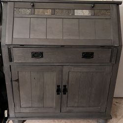 Grey Mission Style Drop Front Desk 