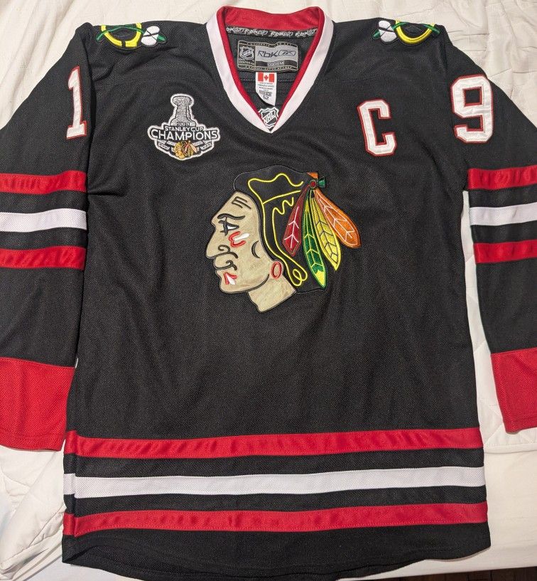 Reebok Chicago Blackhawks 2010 Stanley Cup Toews Black Hockey Jersey Sz 52 Xl